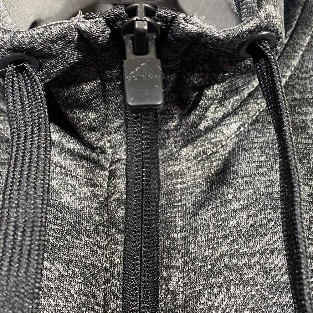 Adidas ClimaWarm Full-Zip Hoodie Men’s Large Gray Athletic 3-Stripes Sportswear - Picture 5 of 12